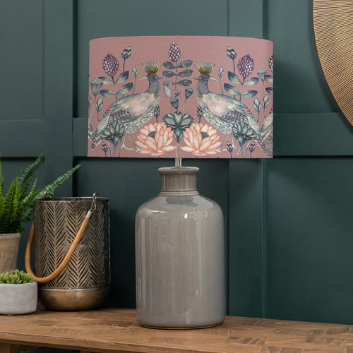 Floral Grey Lighting - Elspeth  & Ahura Eva  Complete Table Lamp Grey/Mauve Voyage Maison