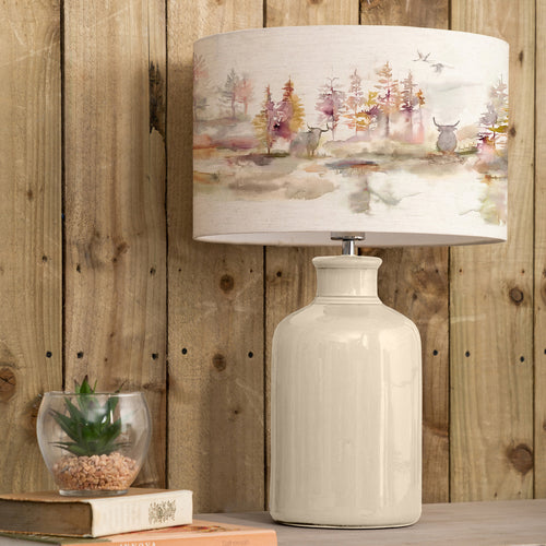 Animal Cream Lighting - Elspeth  & Caledonian Forest Eva  Complete Table Lamp Cream/Linen Voyage Maison