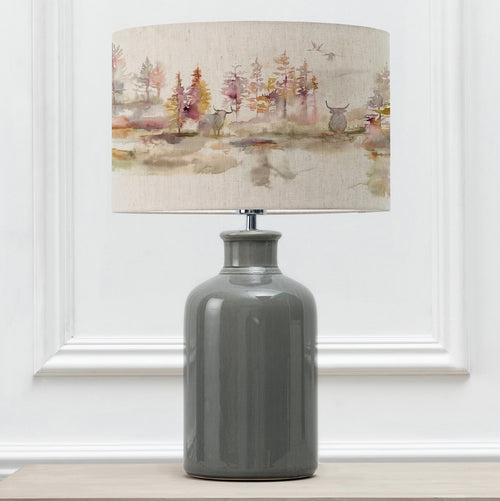 Animal Grey Lighting - Elspeth  & Caledonian Forest Eva  Complete Table Lamp Grey/Linen Voyage Maison