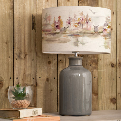 Animal Grey Lighting - Caledonian Forest Eva & Elspeth Complete Table Lamp Grey/Linen Voyage Maison