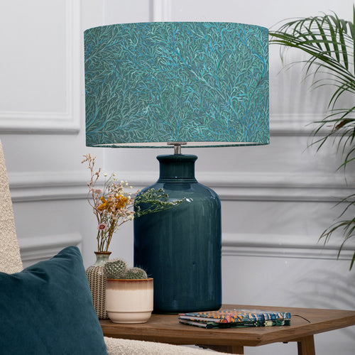 Floral Blue Lighting - Elspeth & Coressa Complete Table Lamp Teal Voyage Maison