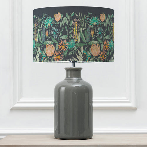 Floral Grey Lighting - Elspeth  & Fortazela Eva  Complete Table Lamp Grey/Sapphire Voyage Maison