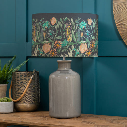 Floral Grey Lighting - Fortazela Eva & Elspeth Complete Table Lamp Grey/Sapphire Voyage Maison