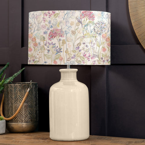 Floral Cream Lighting - Hedgerow Eva & Elspeth Complete Table Lamp Cream/Linen Voyage Maison