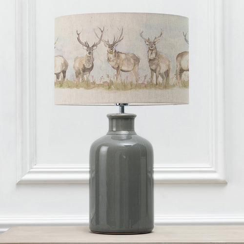 Animal Grey Lighting - Elspeth  & Moorland Stag Eva  Complete Table Lamp Grey/Linen Voyage Maison