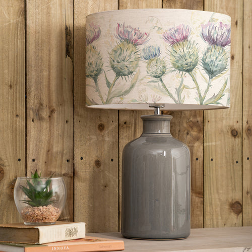 Floral Grey Lighting - Thistle Glen Eva & Elspeth Complete Table Lamp Grey/Linen Voyage Maison