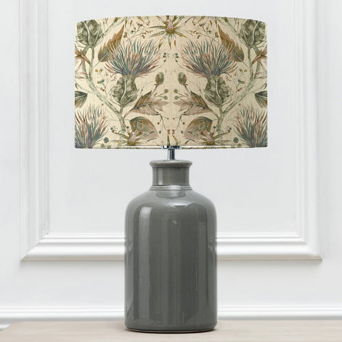 Floral Grey Lighting - Elspeth  & Varys Eva  Complete Table Lamp Grey/Auburn Linen Voyage Maison