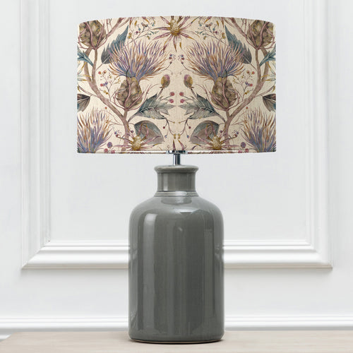 Floral Grey Lighting - Elspeth  & Varys Eva  Complete Table Lamp Grey/Pastel Linen Voyage Maison