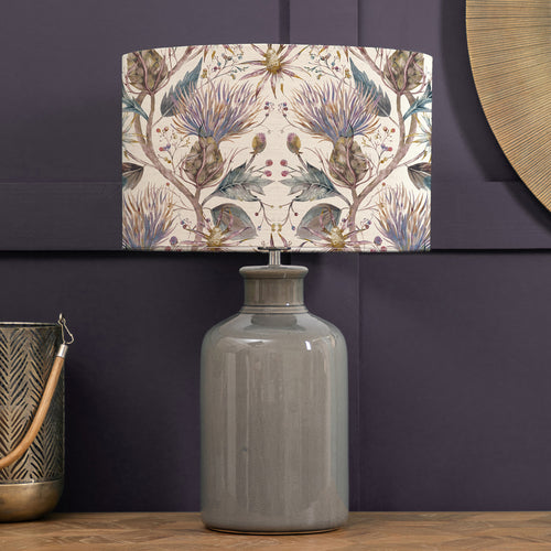 Floral Grey Lighting - Elspeth  & Varys Eva  Complete Table Lamp Grey/Pastel Linen Voyage Maison