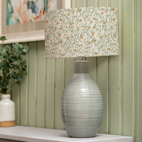 Floral Green Lighting - Aura Eva & Epona Complete Table Lamp Duck Egg/Moss Voyage Maison