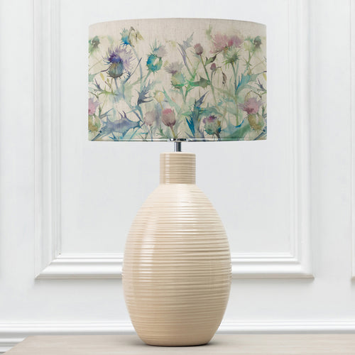 Floral Cream Lighting - Epona  & Cirsium Eva  Complete Table Lamp Cream/Damson Voyage Maison