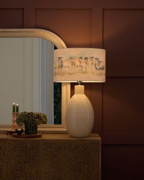 Animal Cream Lighting - Come By Eva & Epona Complete Table Lamp Cream/Linen Voyage Maison