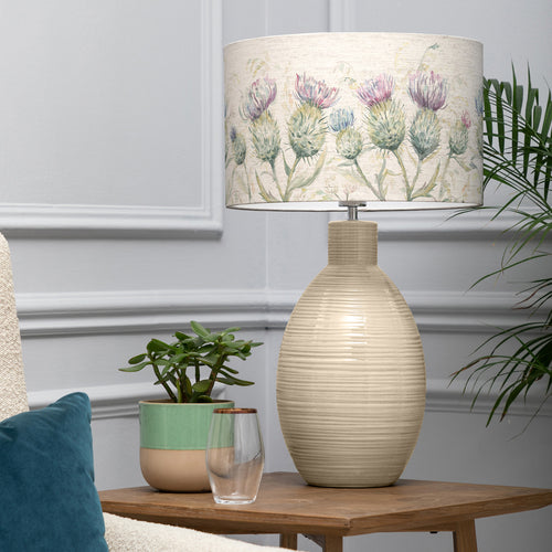 Floral Cream Lighting - Thistle Glen Eva & Epona Complete Table Lamp Cream/Linen Voyage Maison