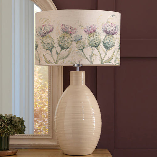 Floral Cream Lighting - Thistle Glen Eva & Epona Complete Table Lamp Cream/Linen Voyage Maison