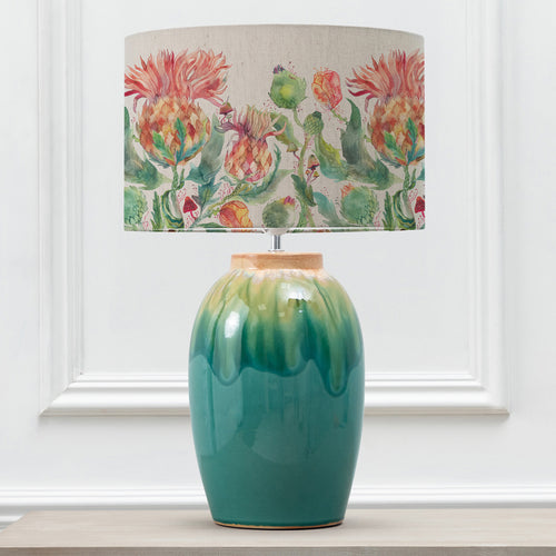 Floral Blue Lighting - Eucalypt  & Enchanting Thistle Eva  Complete Table Lamp Aqua/Marigold Voyage Maison