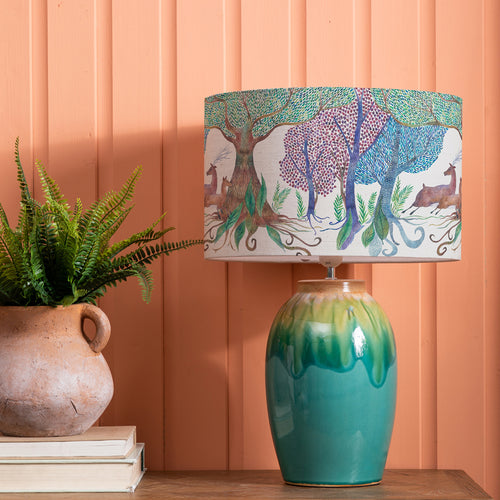 Animal Blue Lighting - Willow Woods Eva & Eucalypt Complete Table Lamp Aqua/Linen Voyage Maison