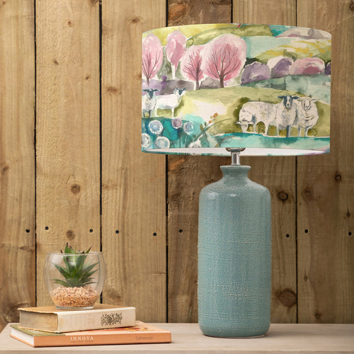 Animal Blue Lighting - Buttermere Eva & Inopia Complete Table Lamp Teal/Linen Voyage Maison