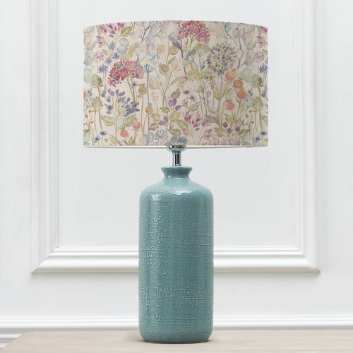 Floral Blue Lighting - Hedgerow Eva & Inopia Complete Table Lamp Teal/Linen Voyage Maison