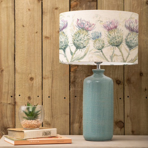 Floral Blue Lighting - Thistle Glen Eva & Inopia Complete Table Lamp Teal/Linen Voyage Maison