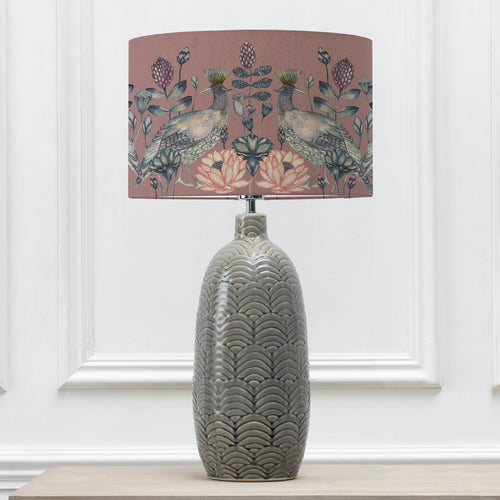 Floral Grey Lighting - Ahura Eva & Jadis Complete Table Lamp Grey/Mauve Voyage Maison