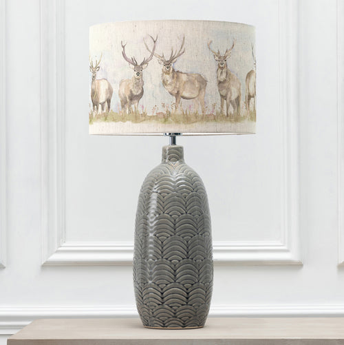 Animal Grey Lighting - Jadis  & Moorland Stag Eva  Complete Table Lamp Grey/Linen Voyage Maison