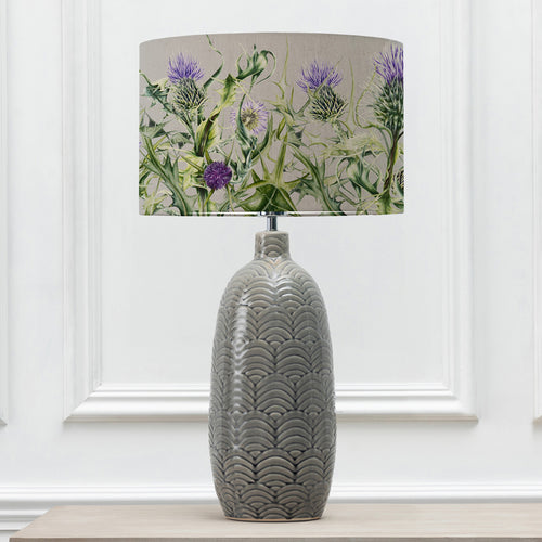 Floral Grey Lighting - Jadis  & Penton Eva  Complete Table Lamp Grey/Damson Marie Burke