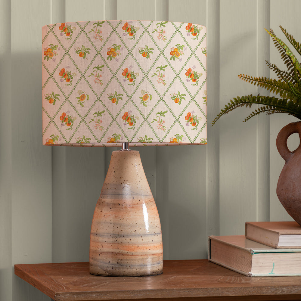 Peach Trellis Sandstone/Cream Eva & Japura Complete Table Lamp