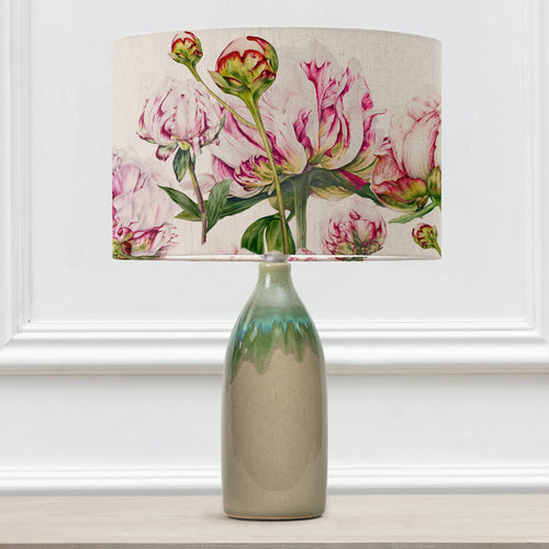 Floral Green Lighting - Narvi  & Heligan Linen Eva  Complete Lamp Jade/Fuchsia Marie Burke