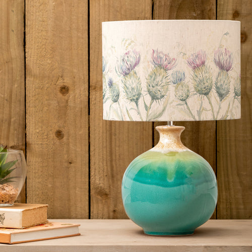 Floral Blue Lighting - Thistle Glen Eva & Neso Complete Table Lamp Aqua/Linen Voyage Maison