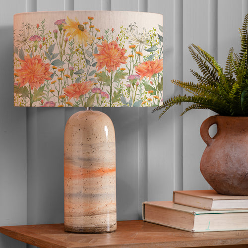 Floral Orange Lighting - Ocefina & Delamere Complete Table Lamp Linen Voyage Maison