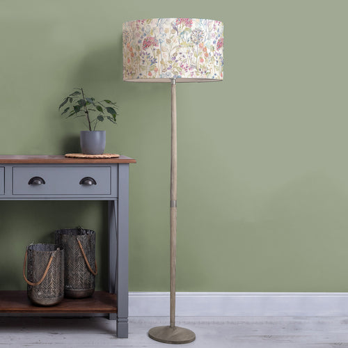 Floral Grey Lighting - Hedgerow Eva & Solensis Complete Floor Lamp Grey/Linen Voyage Maison