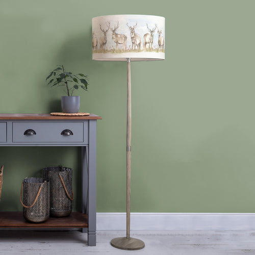 Animal Grey Lighting - Solensis  & Moorland Stag Eva  Complete Floor Lamp Grey/Linen Voyage Maison