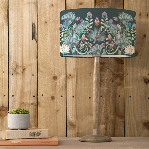 Floral Grey Lighting - Solensis Small & Osawi Eva  Complete Table Lamp Grey/Emerald Voyage Maison