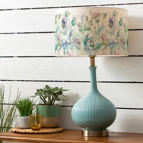 Floral Blue Lighting - Cirsium Eva & Ursula Complete Table Lamp Aqua/Damson Voyage Maison