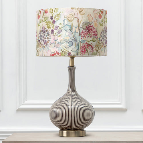 Floral Grey Lighting - Ursula  & Hedgerow Eva  Complete Table Lamp Silver/Linen Voyage Maison