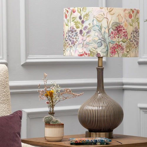 Floral Grey Lighting - Hedgerow Eva & Ursula Complete Table Lamp Silver/Linen Voyage Maison