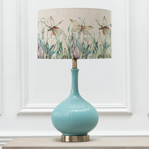 Floral Blue Lighting - Nightingale Eva & Ursula Complete Table Lamp Aqua/Linen Voyage Maison