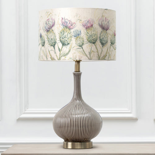 Floral Grey Lighting - Ursula  & Thistle Glen Eva  Complete Table Lamp Silver/Linen Voyage Maison