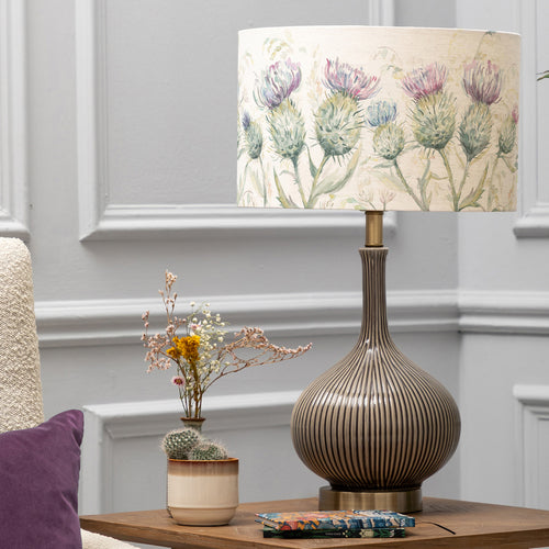 Floral Grey Lighting - Ursula  & Thistle Glen Eva  Complete Table Lamp Silver/Linen Voyage Maison