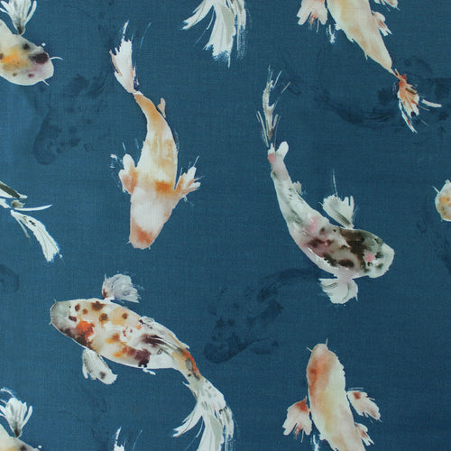  Samples - Koi Carp Printed Fabric Sample Swatch Cobalt Voyage Maison