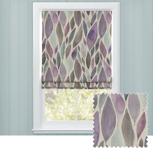Floral Purple M2M - Koyo Printed Cotton Made to Measure Roman Blinds Violet Voyage Maison