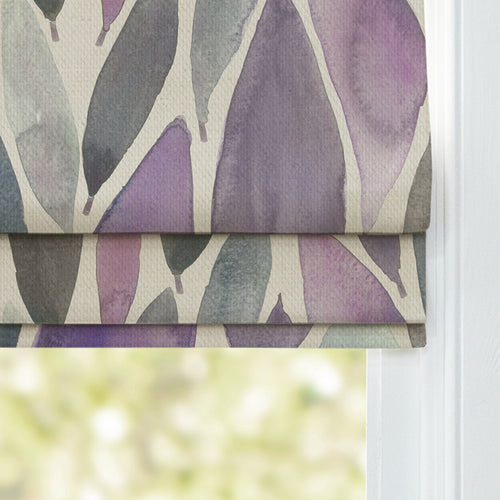 Floral Purple M2M - Koyo Printed Cotton Made to Measure Roman Blinds Violet Voyage Maison