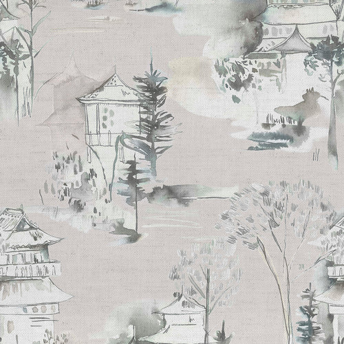 Abstract Grey Fabric - Kyoto Linen Printed Fabric (By The Metre) Bamboo Voyage Maison
