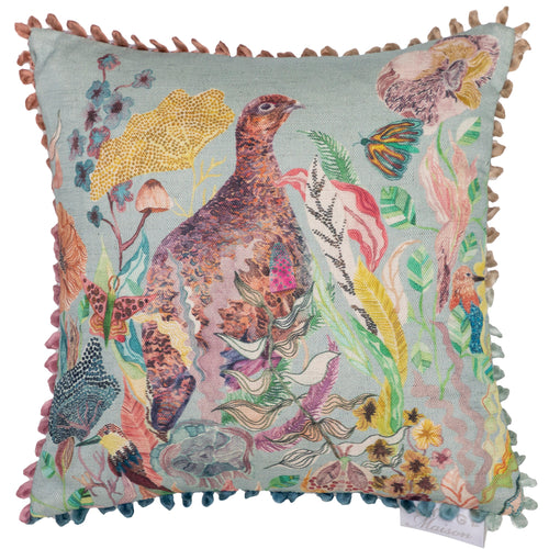 Voyage Maison Lady Grouse Small Printed Feather Cushion in Robins Egg