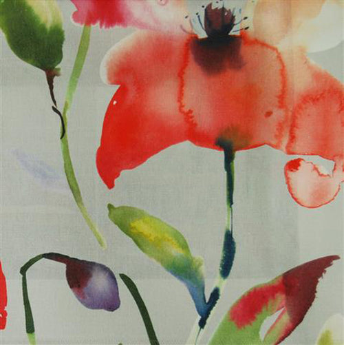 Floral Red Fabric - Laksha Printed Linen Fabric (By The Metre) Grenadine Voyage Maison