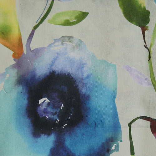 Floral Blue Fabric - Laksha Printed Linen Fabric (By The Metre) Indigo Voyage Maison