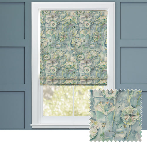 Floral Blue M2M - Langdale Printed Cotton Made to Measure Roman Blinds Teal Voyage Maison