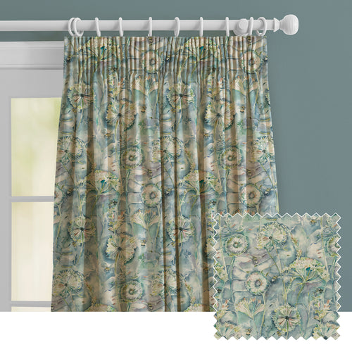 Floral Blue M2M - Langdale Printed Made to Measure Curtains Teal Voyage Maison