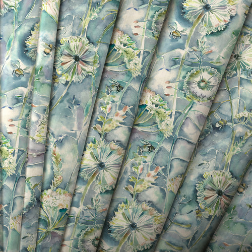 Floral Blue M2M - Langdale Printed Made to Measure Curtains Teal Voyage Maison