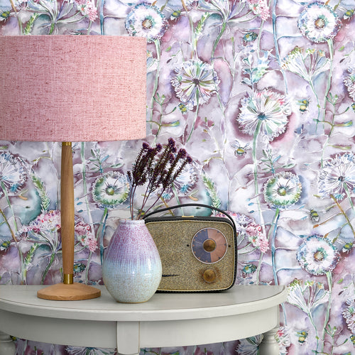 Floral Purple Wallpaper - Langdale  1.4m Wide Width Wallpaper (By The Metre) Fig Voyage Maison